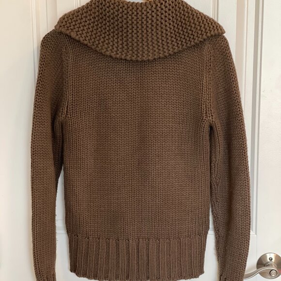 Women's ZARA Chocolate Brown Chunky Knit Zip Jacket - Large - Picture 3 of 4